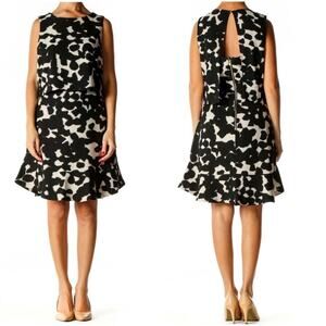 Banana Republic Black Printed Fit & Flare Dress